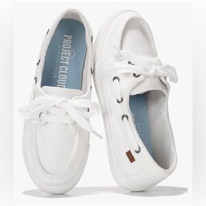 White Canvas Boat Shoes for Women